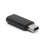 Adaptateur Mini USB vers Type C,5 broches mâle vers femelle,connecteur de transfert de données,pour GoPro,caméra MP3,PC - Type black