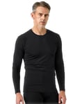 LAPASA Haut Thermique Homme Maillot de Corps à Manches Longues sous-Vêtements Chauds Automne/Hiver M09 Noir (1 Haut) L