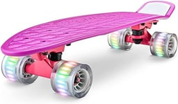 Hurtle Skateboard Enfant, Planche à Roulette avec Pont en PP de 15 cm,Skateboard Cruiser avec Camion en Alliage d'Aluminium de 8 cm, Roues en PU avec Lumière LED–pour Fille Garçon Enfants Adolescents