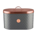 Typhoon Henrik Grey Coated Steel Bread Bin With Copper Lid, 7.5 L