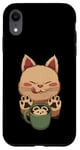 Coque pour iPhone XR Kawaii Kitty Latte Little Mouse Tasse à café Motif chat