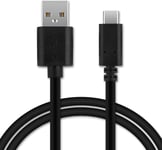 2x Câble USB USB C Type C 2.0 transfert données pour appareil GoPro Hero 5, 6, 7, 8, 9, 10, 11, Max, Max 360, Fusion cable charge et data 1,0m PVC noir, cordon caméra