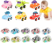 16 Pcs Toy Cars for 1 Year Olds, Toot Toot Cars, Pull Back Cars, Mini Cars, Todd