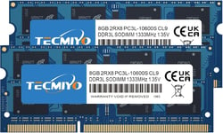 PC3L-10600S DDR3/DDR3L 1333 MHz Sodimm 1,35 V/1,5 V CL9 204 Broches Non ECC pour Ordinateur Portable Compatible with iMac MacBook Pro Mac Mini 16 Go (2 x 8 Go)