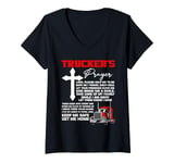 Womens Truckers Prayer Keep Me Safe Get Me Home Hauler Truck Driver V-Neck T-Shirt