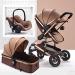 MRWW Portable Pushchairs 3-in-1 Stroller, Multi-Function Shockproof High Landscape Pushchair Pram, Large Seat with Lying Function, for Travel Baby Carriage