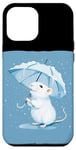 Coque pour iPhone 15 Plus Rat blanc brillant avec emblème parapluie pour un look joyeux