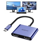 USB C to Dual HDMI Adapter 4K@60hz, Type C to HDMI Splitter Extended Display for MacBook/MacBook Pro Air Dell XPS13/15, Samsung Galaxy S9 [MST Mode (Extended displays) Only for Win OS], Dark Purple