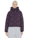 Orolay Manteau en Duvet Court pour Femme Épaissie Hiver Recadrée Doudoune avec Capuche Amovible Violet L