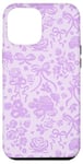 Coque pour iPhone 12 Pro Max Coquette Dentelle Mauve avec Noeuds et Roses