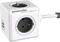 Powercube Extended 3 M Duousb, 4 Pr S Multiples 230V + 2 Usb, Fr, Blanc