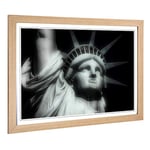 Big Box Art Framed Print of The Statue of Liberty New York City (4) Design | Wall Art Picture | Home Decor for Kitchen, Living Room, Bedroom, Hallway, Oak, A2 / 24.5x18 Inch / 62x45cm