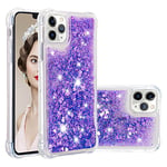 IMEIKONST Compatible with iPhone 11 Pro Glitter Case, Liquid Sparkle Quicksand Clear Transparent Sequin Slim Girls Soft TPU Bumper Silicone Shockproof Cover for iPhone 11 Pro. Love Purple YBW