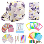 Compatible with Fujifilm Instax Camera Accessories Instax Mini 9 Mini 8 Include Instax Mini Case/Album/Colore Filters/Wall Hang Frames/Border Stickers/Corner Stickers/Lens (Purple leaves)