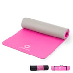 primasole Tapis de yoga en matériau respectueux de l'environnement 1/2" (10 mm) antidérapant pour yoga, pilates, fitness à la maison et à la salle de sport, double couleur azalée rose/gris PSS91NH075A