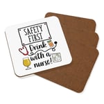 Safety First Drink With A Nurse Coaster Drinks Mat Set Of 4 Gin Wine Prosecco