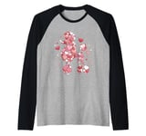 Love Heart Pattern Valentines Day Poodle Love Raglan Baseball Tee