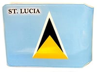 St Lucia Flag Credit Card Bus Pass Wallet Slimline Travel Rail Ticket Holder Cover for Oyster Business Zip ID Card - Bifold - Party Bag Gift School Leaver Uni (1x Wallet)