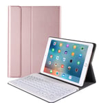 Strnry Ipad Keyboard Case for Ipad 9.7 Inch Ipad Air 2 - Ipad Air 1, Case Cover for Ipad Pro 9.7 with Detachable Wireless Keyboard, Auto Wake/Sleep,rose gold