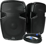 Vocal-Star Pair Of 12" PA Speakers 1000w Set Bluetooth MP3 Karaoke DJ Pub Disco