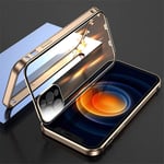 Double-Sided Buckle Magnetic Clear Case Shockproof, Touch Sensitive Anti-Scratch 360° Full Body Protection Cover Case Drop,for iphone，For iPhone 12|Gold