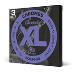 D'Addario Guitar Strings - XL Chromes Electric Guitar Strings - Flat Wound - Polished for Ultra-Smooth Feel and Warm, Mellow Tone - ECG24-3D - Jazz Light, 11-50, 3-Pack