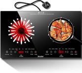 Jessier Double Ceramic Hob, 3600W Plug in Electric Hob Dual Zone, 60cm Built-in