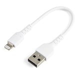 StarTech.com Câble USB-A vers Lightning Blanc Robuste 15cm - Câble de Charge/Synchronisation de Type A vers Lightning en Fibre Aramide - iPad/iPhone 12 - Certifié Apple MFi - Neuf