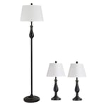 Set Med 3 Vintage Bordslampa Metall Ps Polyester Bomull E27 Bordslampa Diameter 38 X 158 Cm Golvlampa Diameter 30 X 62 Cm