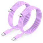 iPhone 13 14 Charger Cable 3m Fast Charge, [MFi Certified] 2Pack Extra Long iPhone 12 Fast Charging Lead, USB C to Lightning Cord Wire for Apple iPhone 14 Pro Max/13 Mini/12/11/XR/XS Max/8 Plus-Purple