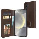 Faux Leather Phone Cover for Samsung Galaxy S24 Foldable Cover Card Brown