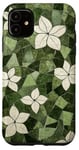 iPhone 11 Olive Green Floral Floral pattern Nature Mosaic Case