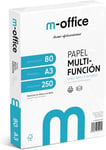 Pack de feuilles A3 80 g,pack de 250 feuilles,papier multifonction pour imprimante jet d'encre et laser,feuilles A3 297 x 420 mm,idéales pour le bureau et la maison.m-office (250 feuilles)