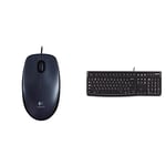 Logitech M90 Mouse - Black + Logitech K120 Business Keyboard for Windows and Linux - QWERTY, UK Layout