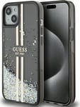 Guess Liquid Glitter Gold Stripes Dėklas Iphone 15 Plus / 14 Plus - Juodas