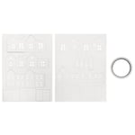 Rayher Kit de construction 3D «Village Lumineux», blanc, 3 pces., papier, 100% FSC, 5 maisons, arts créatifs, décoration, hiver, Noël-67240000