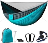 PHYSEN Hamac de Camping avec Moustiquaire, Hamac d'extérieur 2 Personnes,300 kg Capacité de Charge hamac, Ultra-léger Nylon à Parachute à séchage Rapide, Convient au Camping en Plein air(290 x 140 cm)