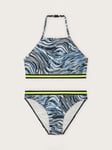 Monsoon Kids' Storm Marble Bikini Set, Grey/Multi