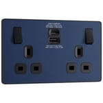 BG Evolve Double Switched Socket Dual USB A / C 13A Matt Blue - PCDDB22UAC30B