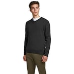 JACK & JONES Mens Basic Knit Sweater - Dark Grey Melange - S