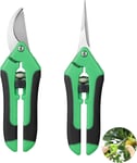 Secateur De Jardin, 2Pcs Sécateurs Précision Jardinage, C Aux De Jardinage En Acier Inoxydable, Set De Machettes, Sécateurs De Jardin À Bouts Oits, Avec Verrouillage De Sécurité, Pour Les Bonsaïs