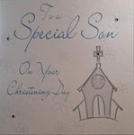 WHITE COTTON CARDS WB165 Church To a Special Son on Your Christening Day Handmade Christening Card, White