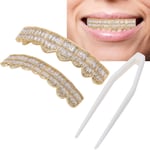 Teeth Set Hip Hop Teeth Grills Iced Out Teeth Decoration For Men (Golden ) GGM