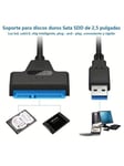 SATA - USB 3.0/ 2.0 -kaapeli Jopa 6 Gbps 2,5 tuuman ulkoiselle HDD SSD -kiintolevylle, SATA 3 22-nastainen sovitin USB 3.0 - Sata Lll -johto-musta