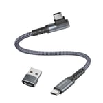 Câble USB C vers USB C 100W à Angle Droit avec Adaptateur USB 0.3M,Type C Câble PD Charge Rapide pour MacBook,iPhone 15 16 Max,iPad Pro 10th Air 4 5 Mini 6,Samsung Galaxy S23 S24 A72 A73,Z Fl.[W1114]