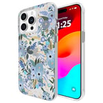 Rifle Paper Co. iPhone 15 Pro Max Case [Compatible with MagSafe] [12ft Drop Protection] Cute iPhone Case 6.7" with Floral Pattern, Anti-Scratch Tech, Shockproof Material, Slim Fit - Garden Party Blue