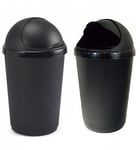 New 50 Litre Bullet Bin Rubbish Waste Litter Bins Kitchen Dustbin Flap Lid Black