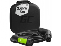 Green Cell EV-laddkabel typ 2-kontakt - 1 fas, 16A - Upp till 3,6 kW - 5 meter