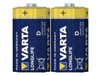 Varta 4120, Engångsbatteri, D, Alkalisk, 1,5 V, 2 Styck, Blå, Gul