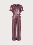 Monsoon Kids' Metallic Plisse Jumpsuit, Rose Gold